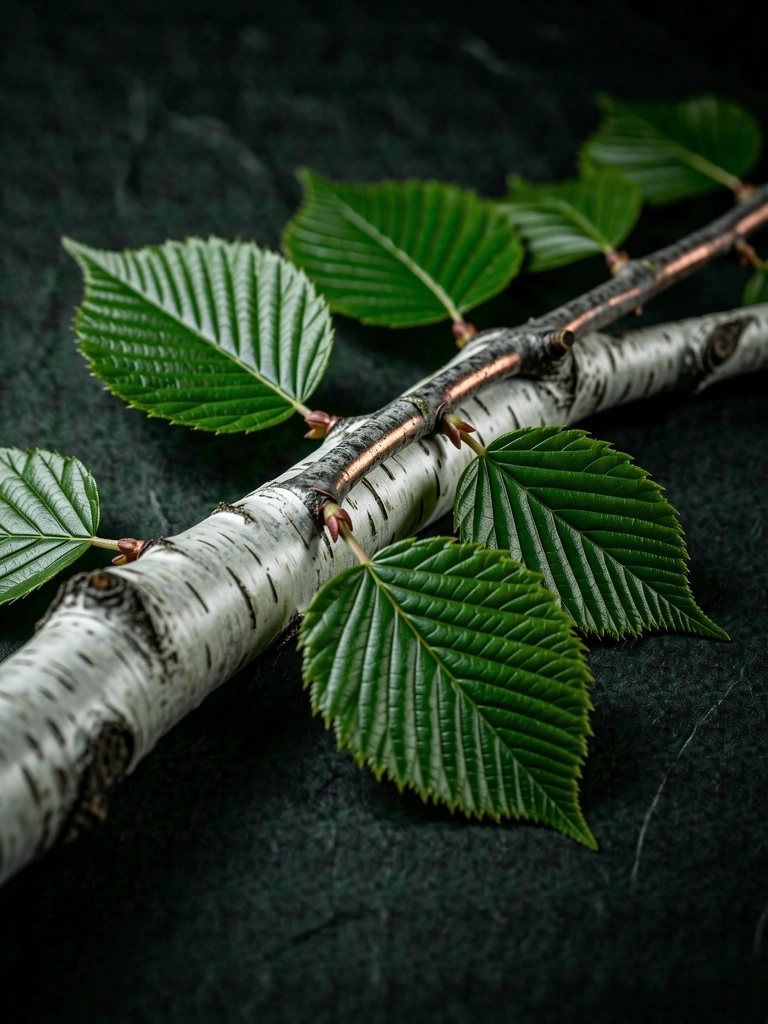 Botanische Illustration der Birke